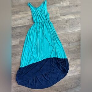 Teal and Navy Maxi maternity Dress